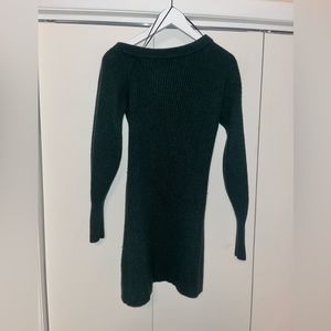 INTERMIX Jacque Cashmere Wool off-shoulder sweater dress Green S